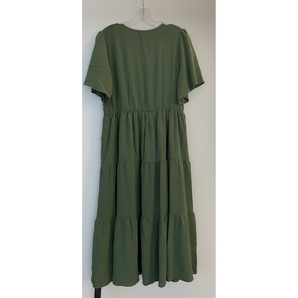 S. Deer Tierd Women's Green Midi Dress Lined Stretch Size XL - Picture 4 of 11